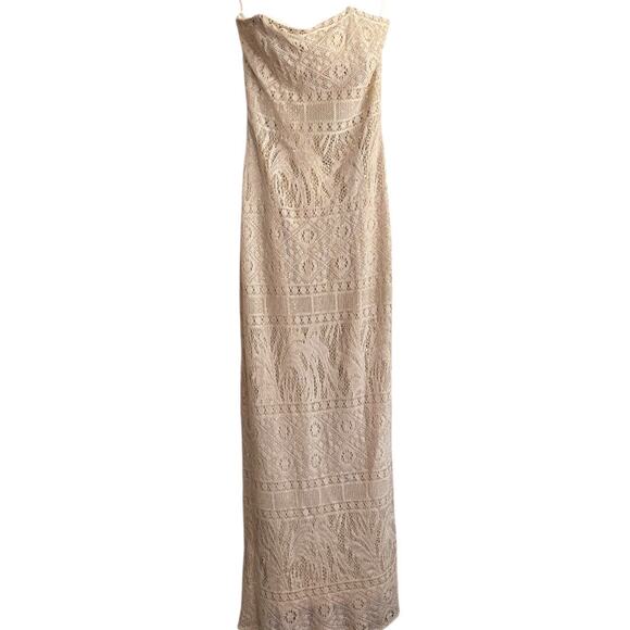 Y2K Jessica McClintock Gunne Sax Millennium Prom Lace Sequin Strapless Maxi XS - Picture 7 of 11